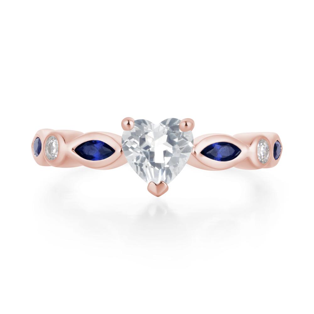Heart White Topaz Wedding Ring - LUO Jewelry #metal_18k rose gold
