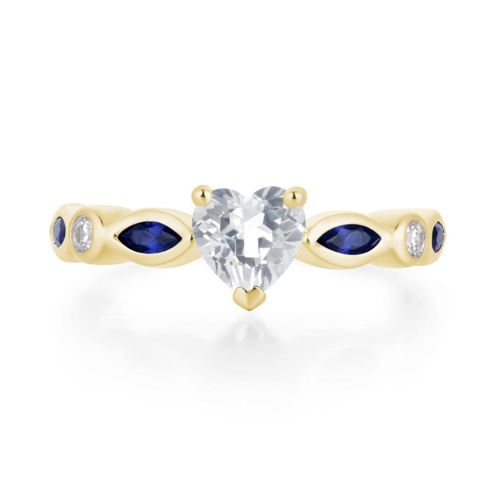 Heart White Topaz Wedding Ring - LUO Jewelry #metal_18k yellow gold