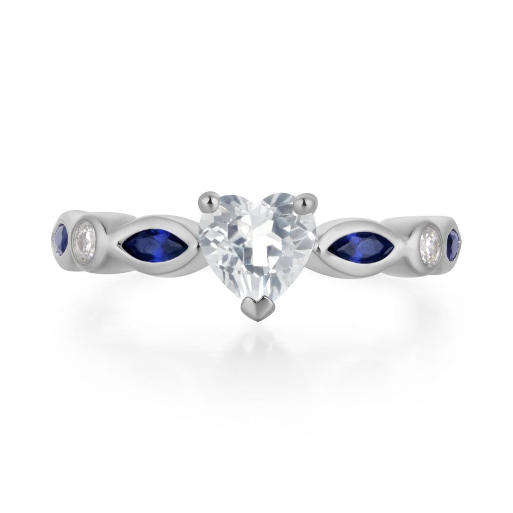 Heart White Topaz Wedding Ring - LUO Jewelry #metal_platinum