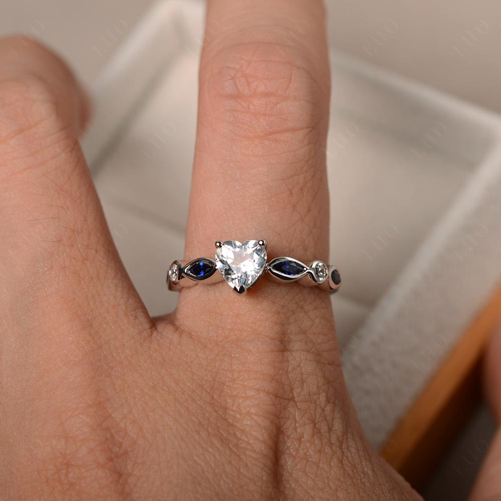 Heart White Topaz Wedding Ring - LUO Jewelry
