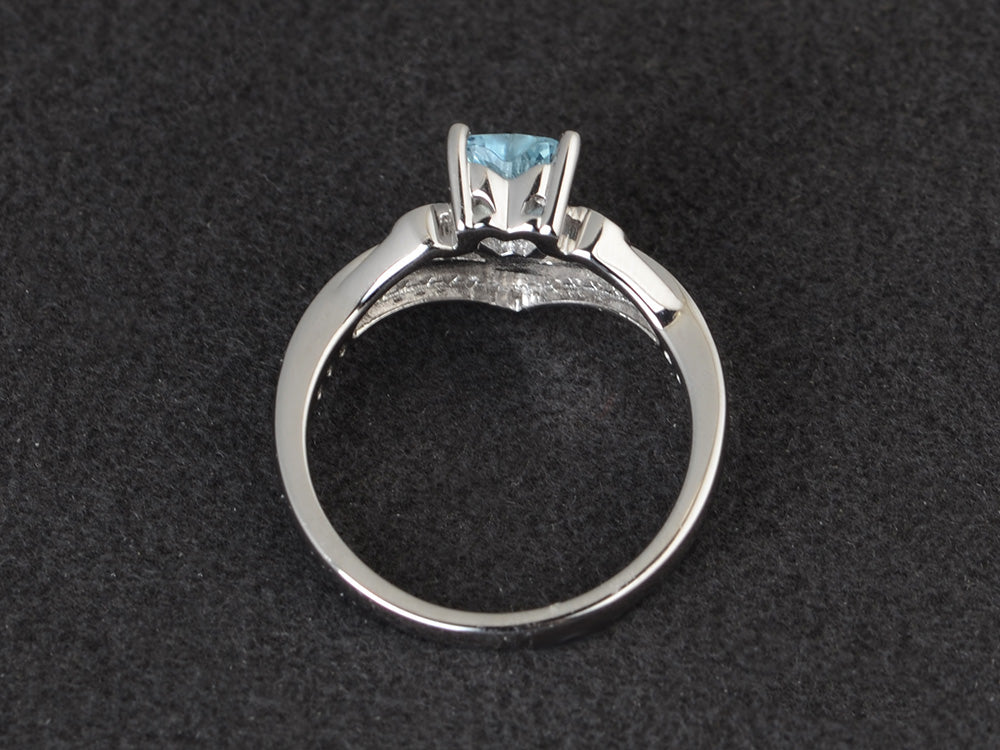 Heart Shaped Aquamarine Bridal Set Ring Rose Gold - LUO Jewelry