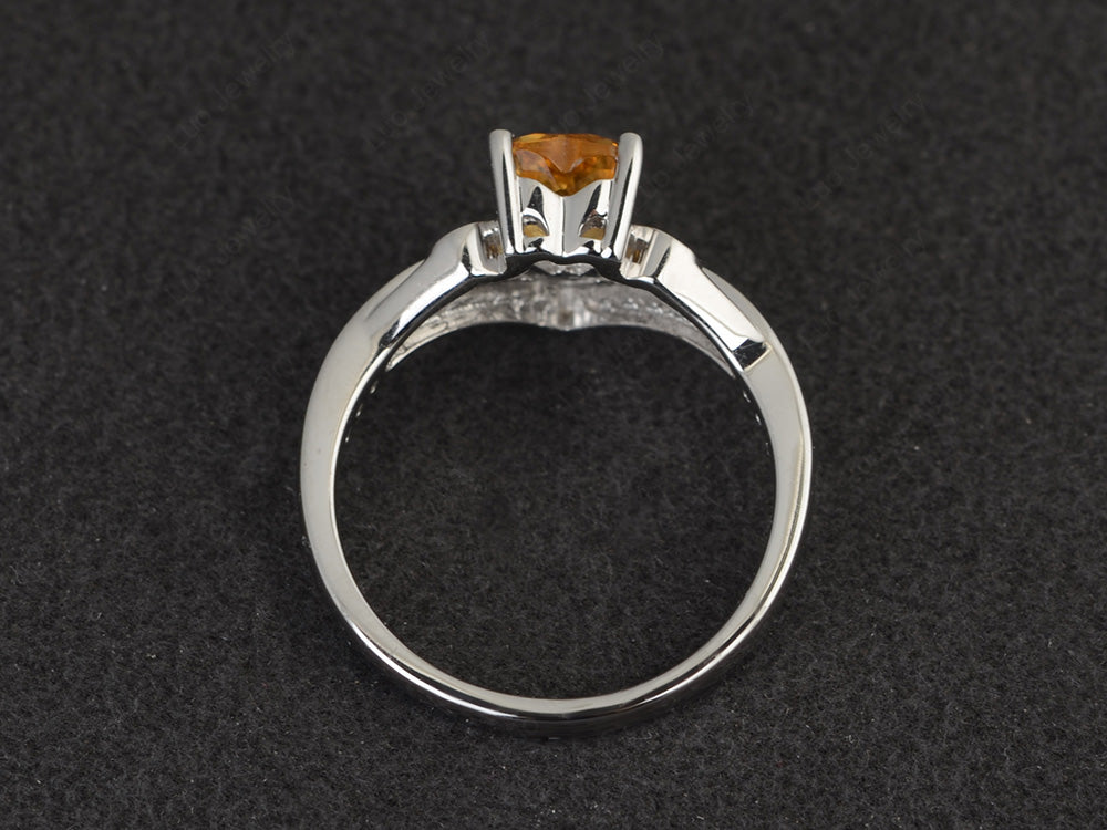 Heart Shaped Citrine Bridal Set Ring Rose Gold - LUO Jewelry