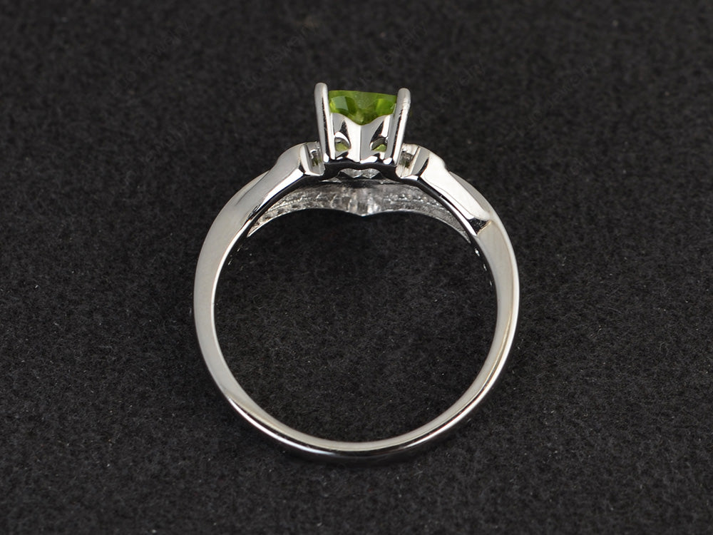 Heart Shaped Peridot Bridal Set Ring Rose Gold - LUO Jewelry