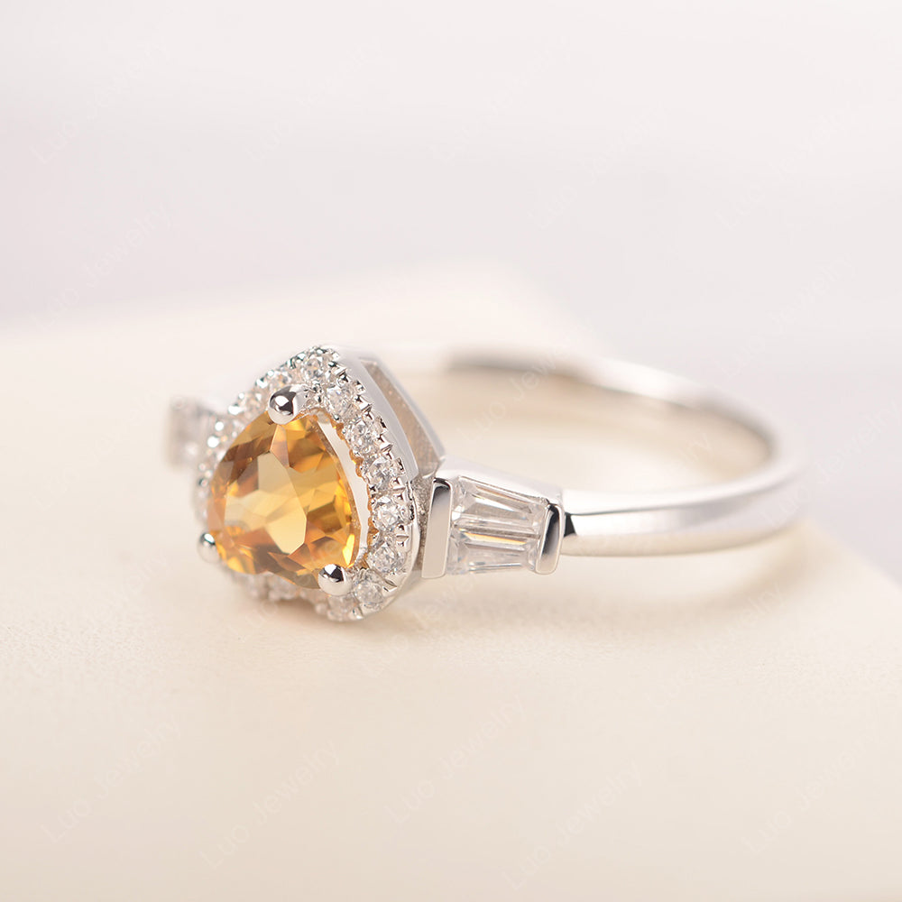 Hear Cut Citrine Halo Wedding Ring Rose Gold - LUO Jewelry