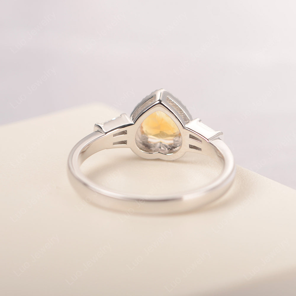 Hear Cut Citrine Halo Wedding Ring Rose Gold - LUO Jewelry