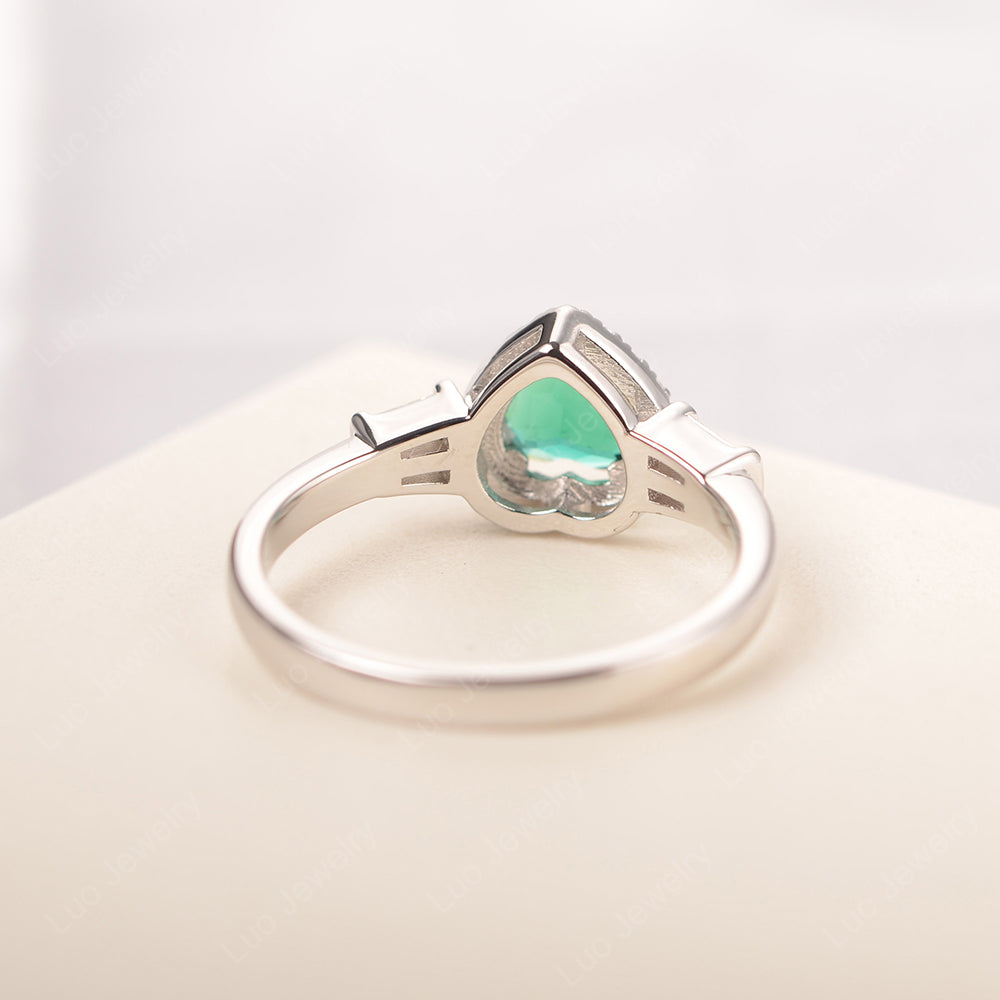 Hear Cut Lab Emerald Halo Wedding Ring Rose Gold - LUO Jewelry