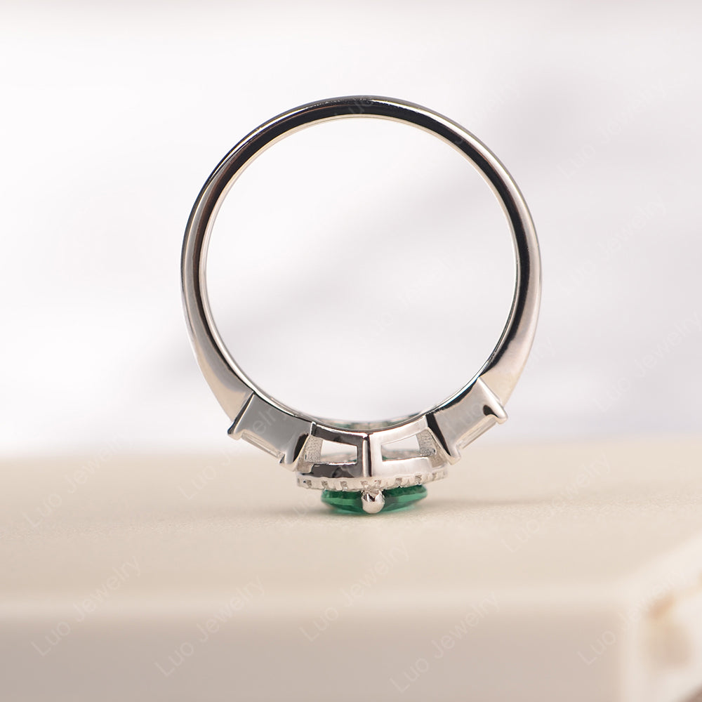 Hear Cut Lab Emerald Halo Wedding Ring Rose Gold - LUO Jewelry