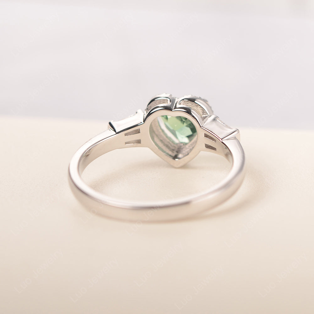 Hear Cut Green Sapphire Halo Wedding Ring Rose Gold - LUO Jewelry
