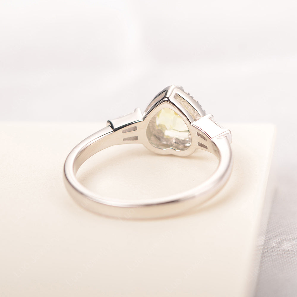 Hear Cut Lemon Quartz Halo Wedding Ring Rose Gold - LUO Jewelry