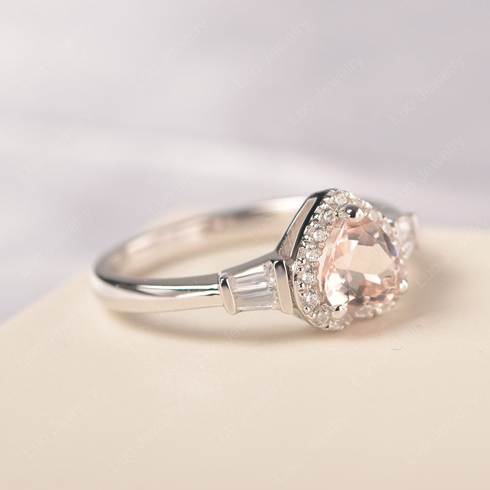 Hear Cut Morganite Halo Wedding Ring Rose Gold - LUO Jewelry