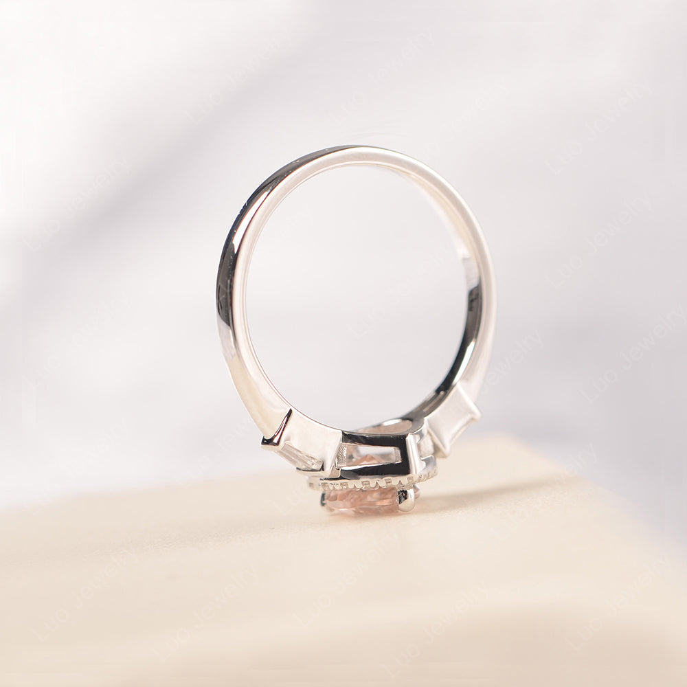 Hear Cut Morganite Halo Wedding Ring Rose Gold - LUO Jewelry