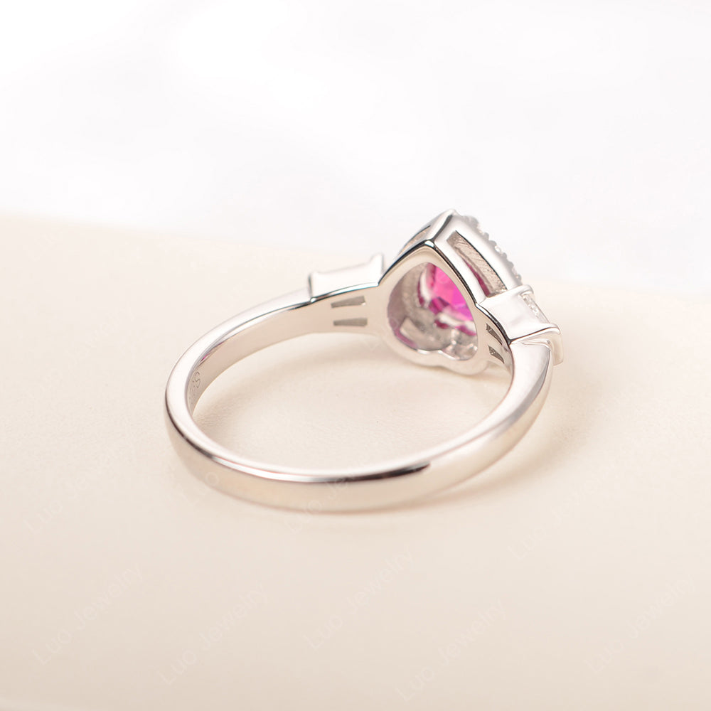 Hear Cut Ruby Halo Wedding Ring Rose Gold - LUO Jewelry