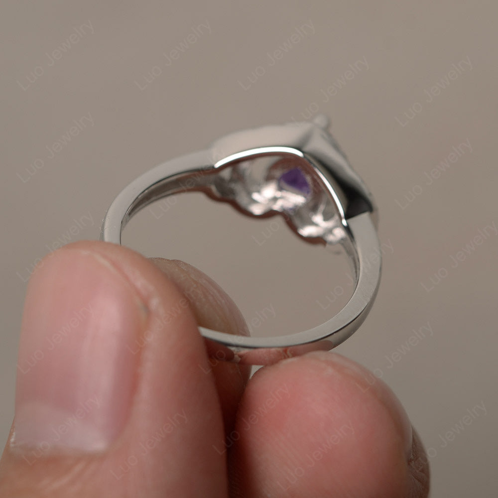 Heart Shaped Amethyst Ring White Gold - LUO Jewelry