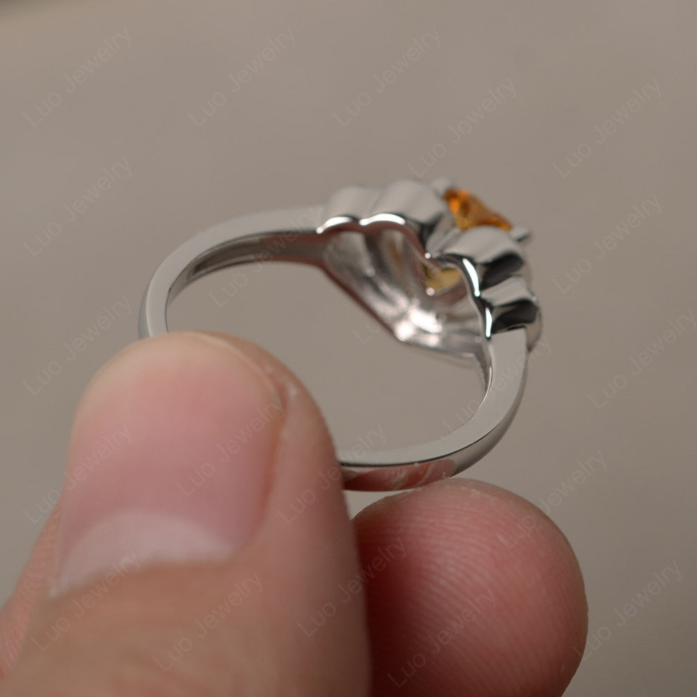 Heart Shaped Citrine Ring White Gold - LUO Jewelry