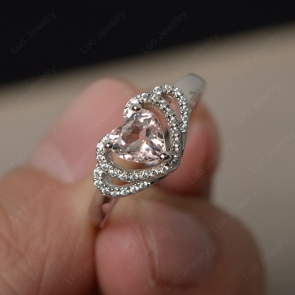 Heart Shaped Morganite Ring White Gold - LUO Jewelry