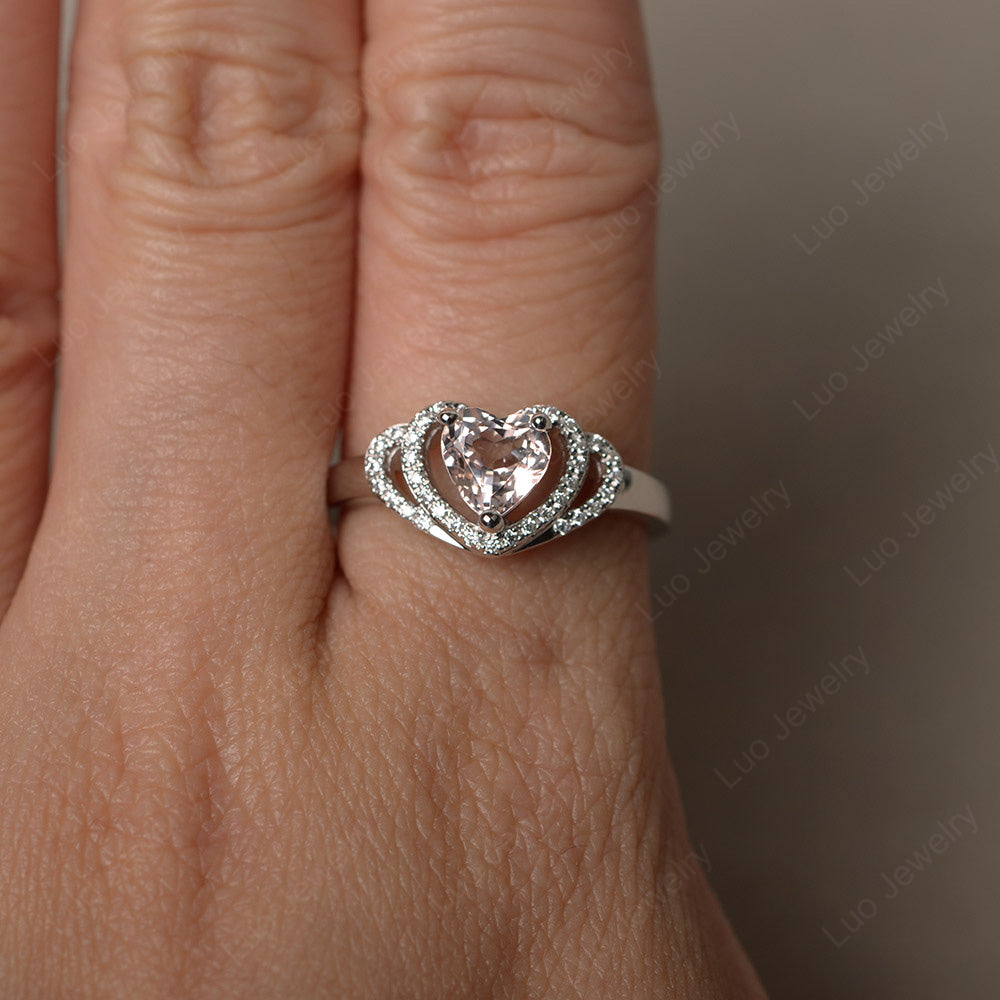 Heart Shaped Morganite Ring White Gold - LUO Jewelry