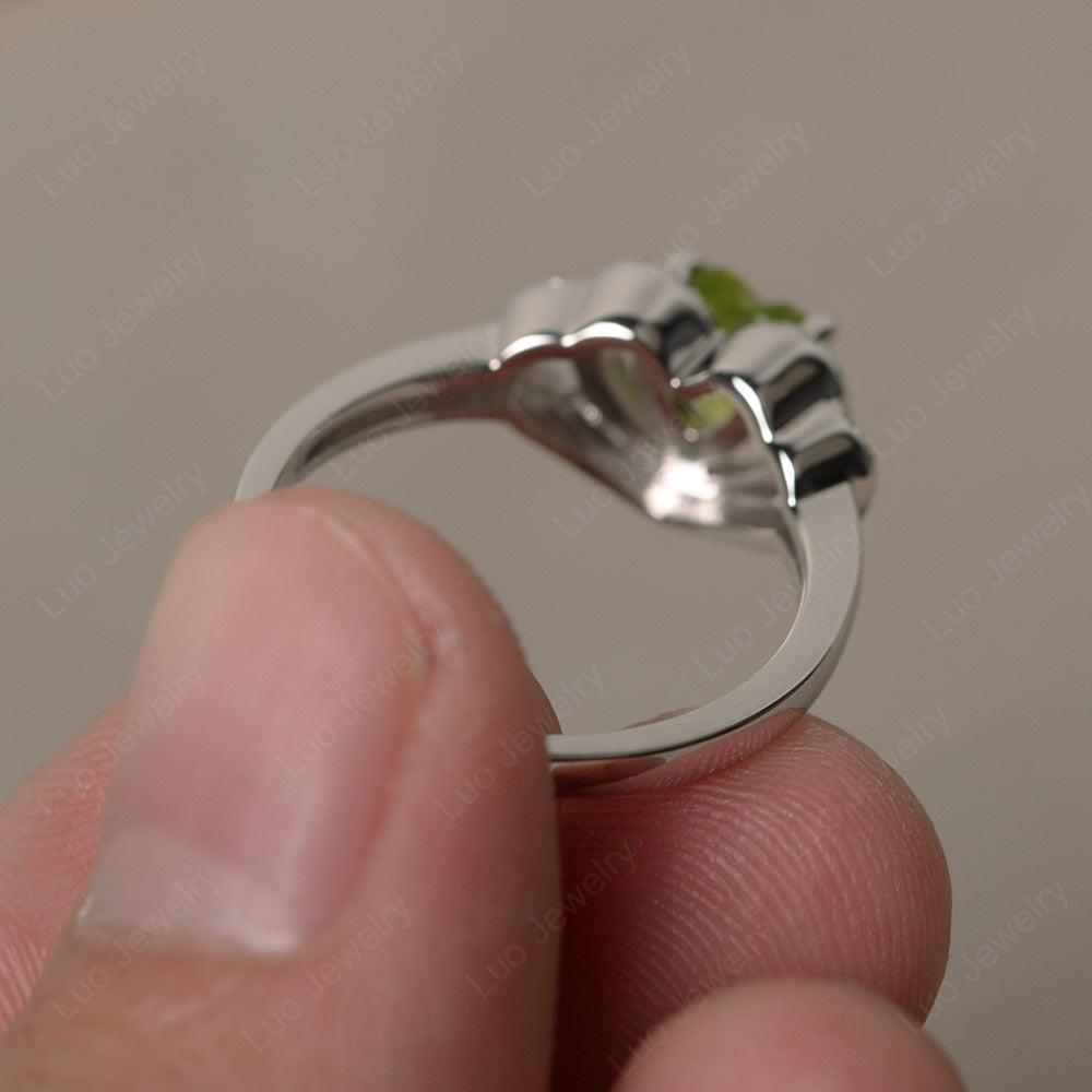 Heart Shaped Peridot Ring White Gold - LUO Jewelry