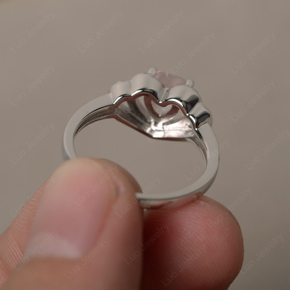 Heart Shaped Rose Quartz Ring White Gold - LUO Jewelry