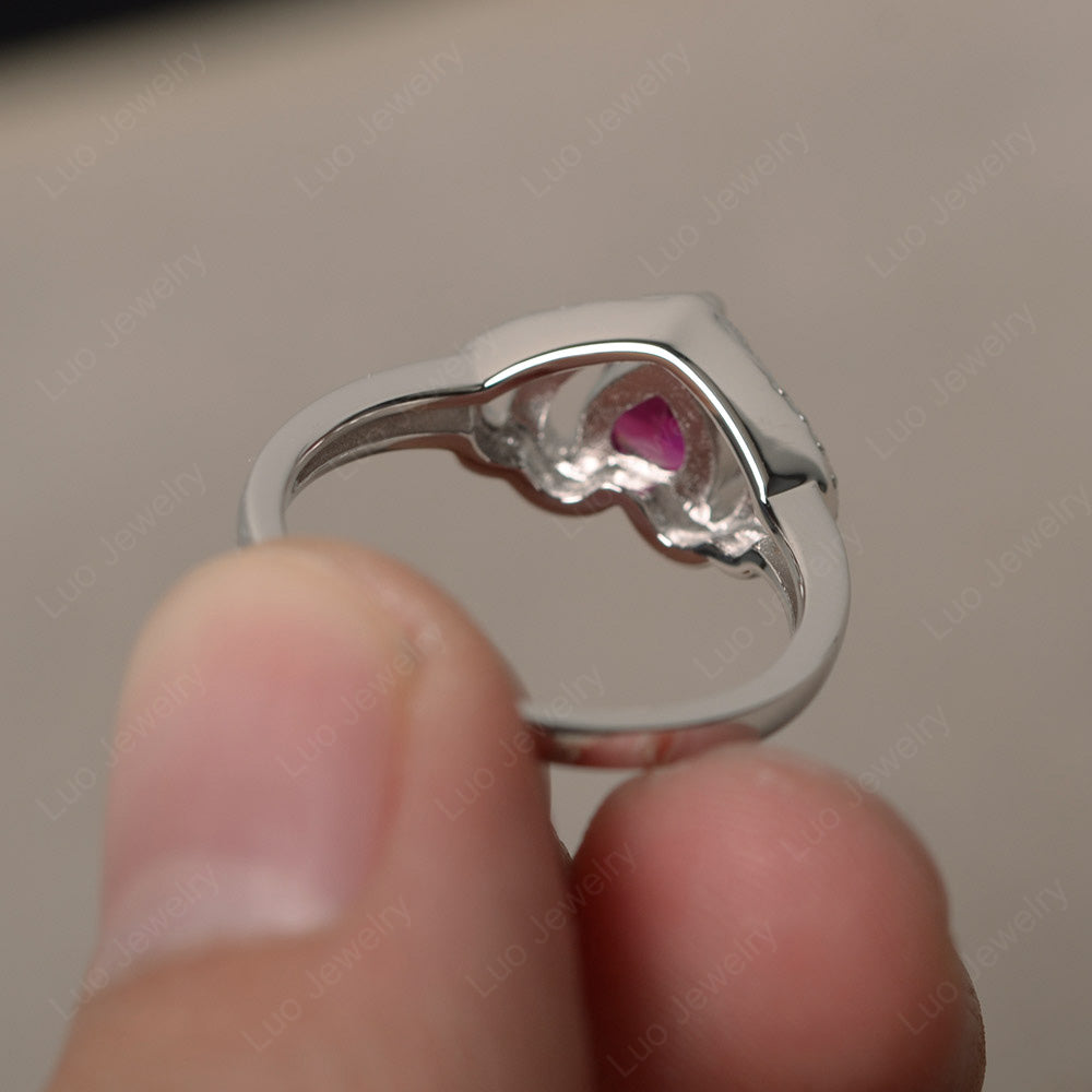 Heart Shaped Ruby Ring White Gold - LUO Jewelry