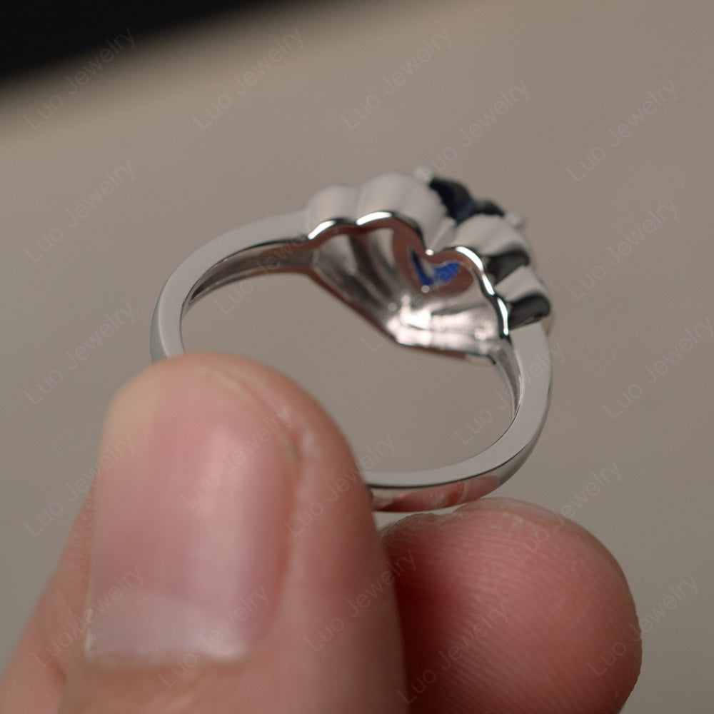 Heart Shaped Lab Sapphire Ring White Gold - LUO Jewelry