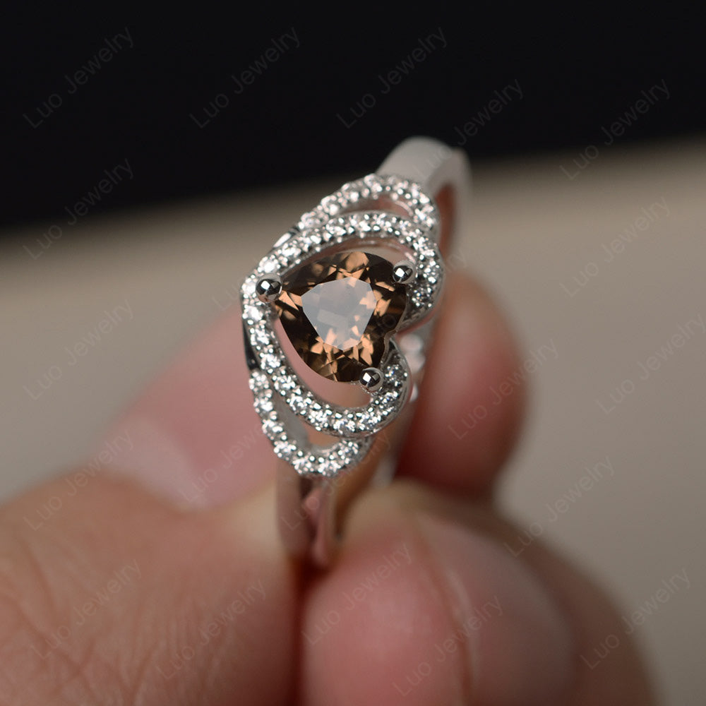 Heart Shaped Smoky Quartz  Ring White Gold - LUO Jewelry