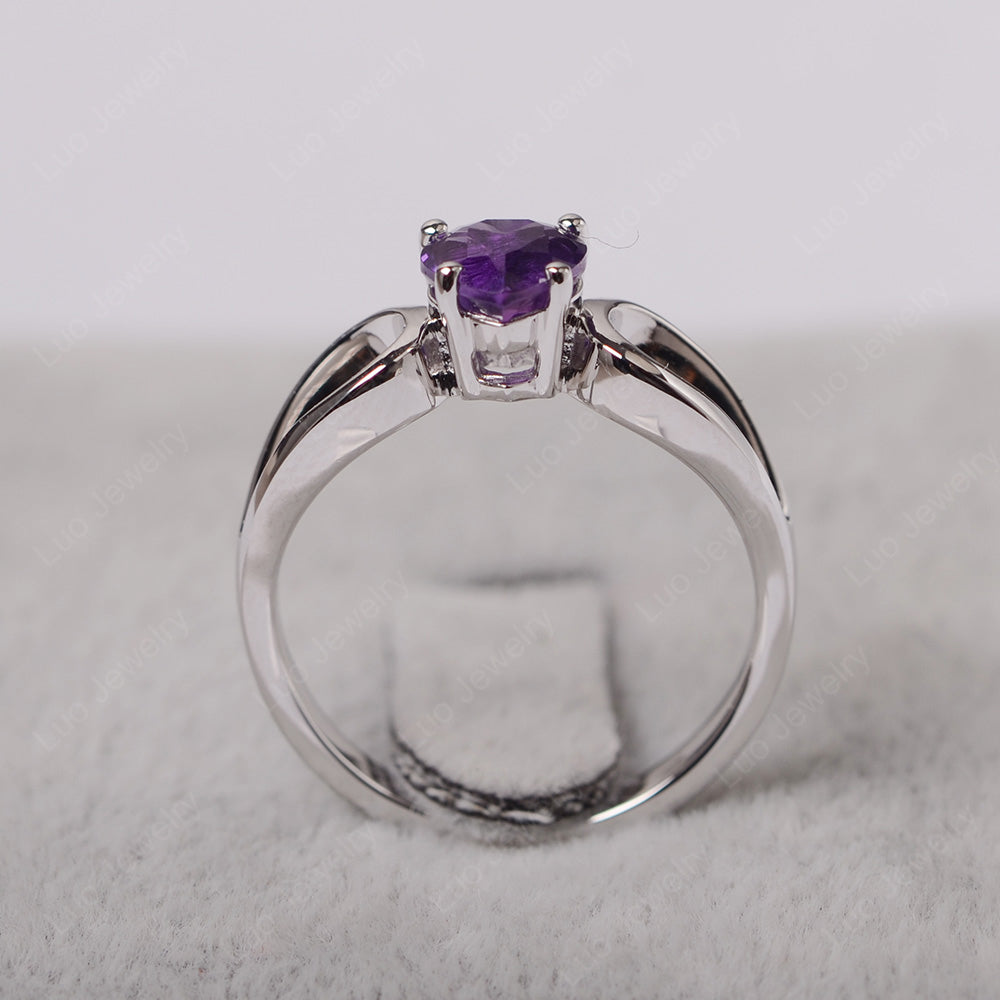 Heart Amethyst Ring Split Shank Silver - LUO Jewelry