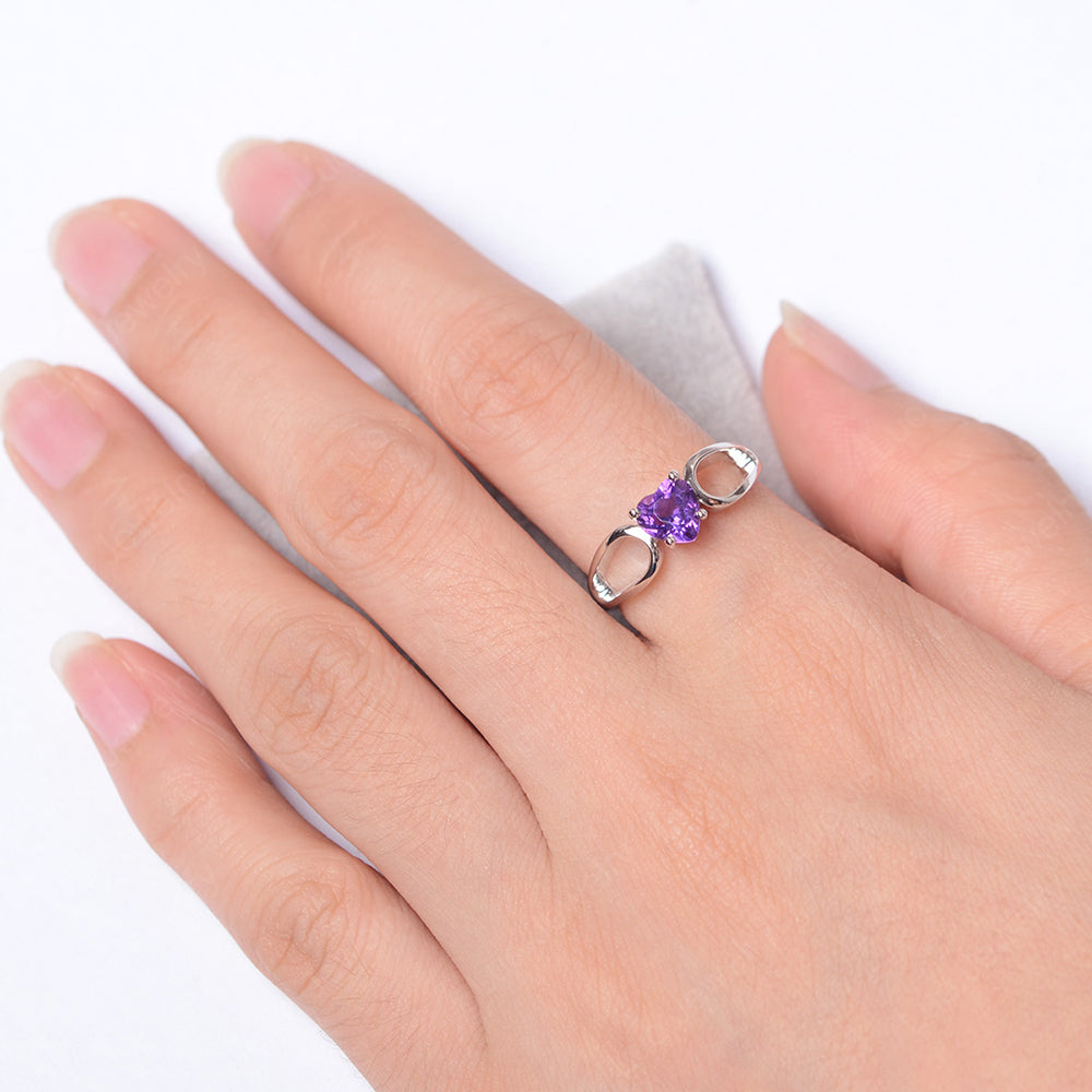 Heart Amethyst Ring Split Shank Silver - LUO Jewelry