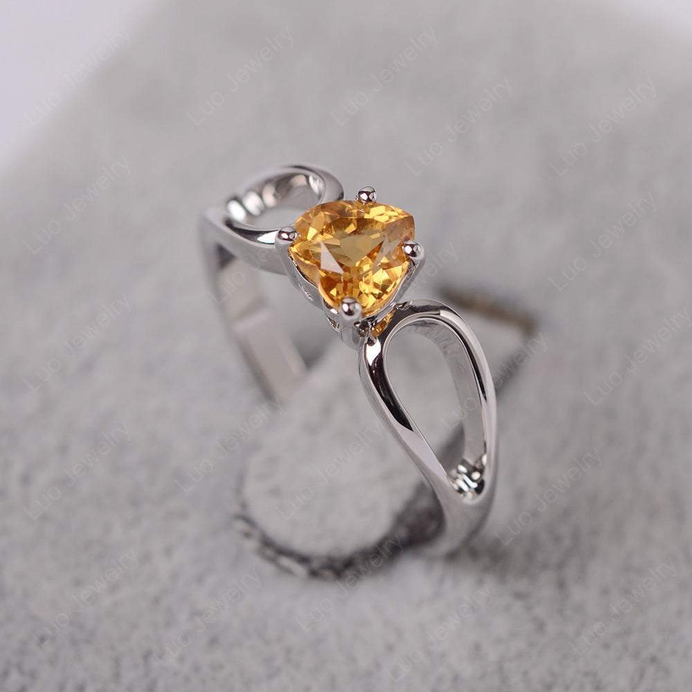 Heart Citrine Ring Split Shank Silver - LUO Jewelry