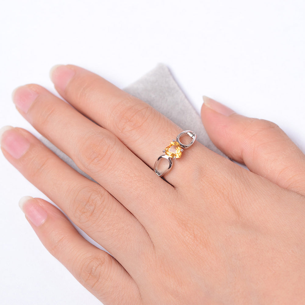 Heart Citrine Ring Split Shank Silver - LUO Jewelry