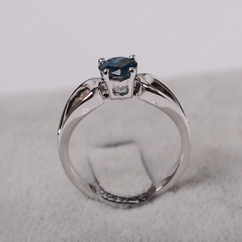 Heart London Blue Topaz Ring Split Shank Silver - LUO Jewelry
