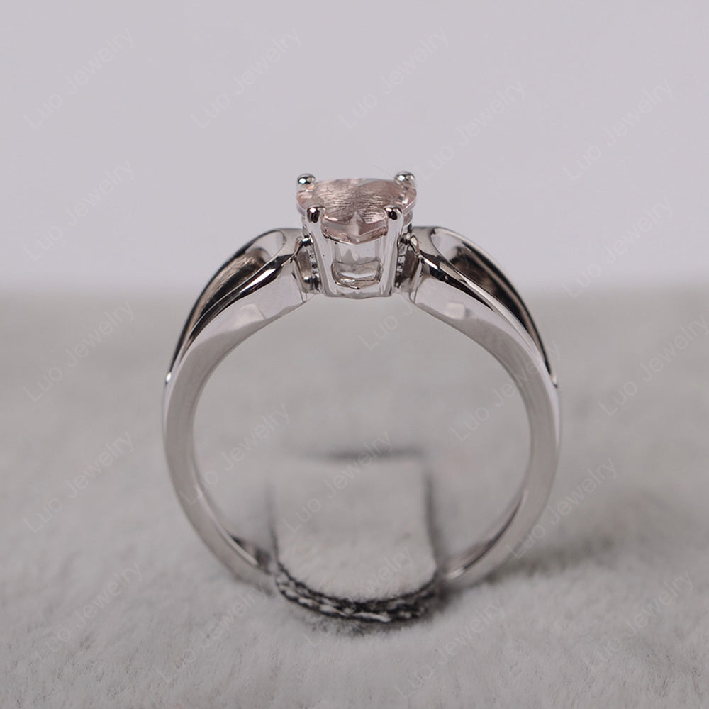 Heart Morganite Ring Split Shank Silver - LUO Jewelry