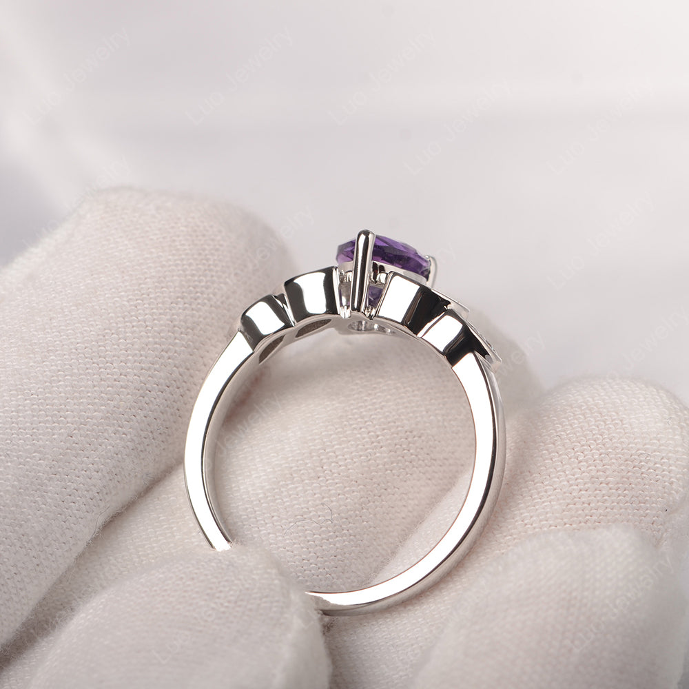Vintage Heart Amethyst Ring White Gold - LUO Jewelry