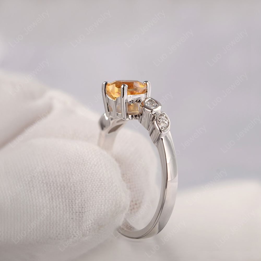 Vintage Heart Citrine Ring White Gold - LUO Jewelry