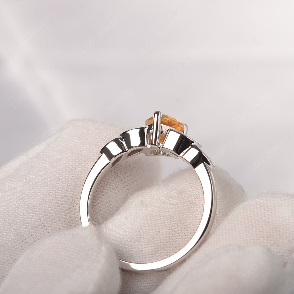 Vintage Heart Citrine Ring White Gold - LUO Jewelry