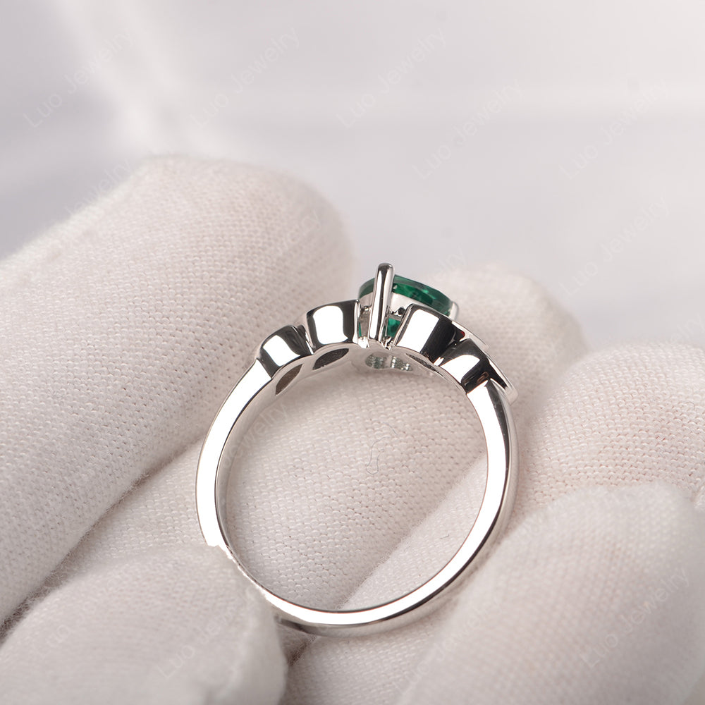 Vintage Heart Lab Emerald Ring White Gold - LUO Jewelry