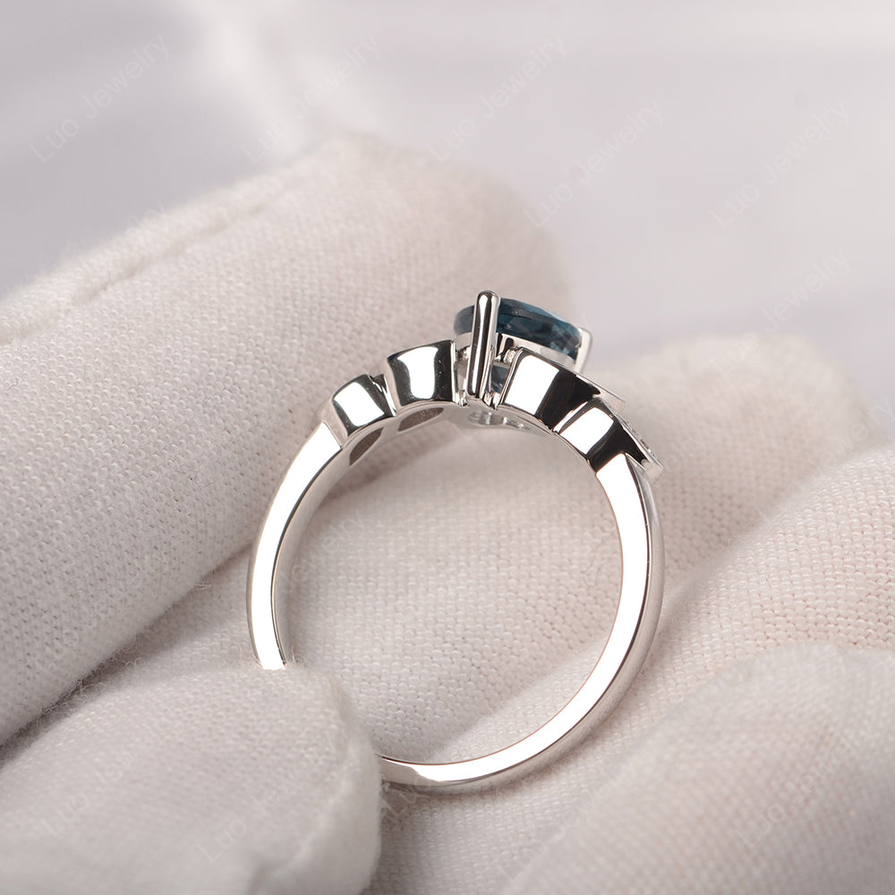 Vintage Heart London Blue Topaz Ring White Gold - LUO Jewelry