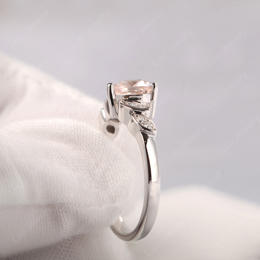 Vintage Heart Morganite Ring White Gold - LUO Jewelry