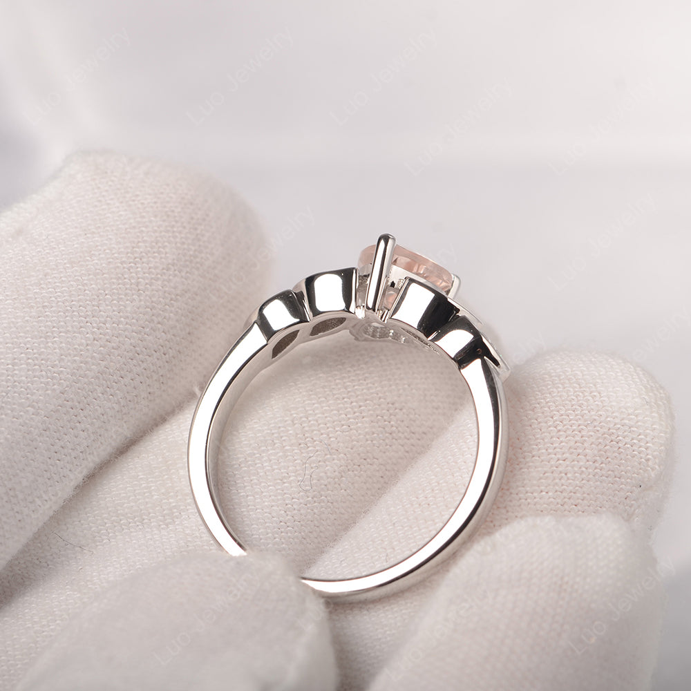 Vintage Heart Morganite Ring White Gold - LUO Jewelry