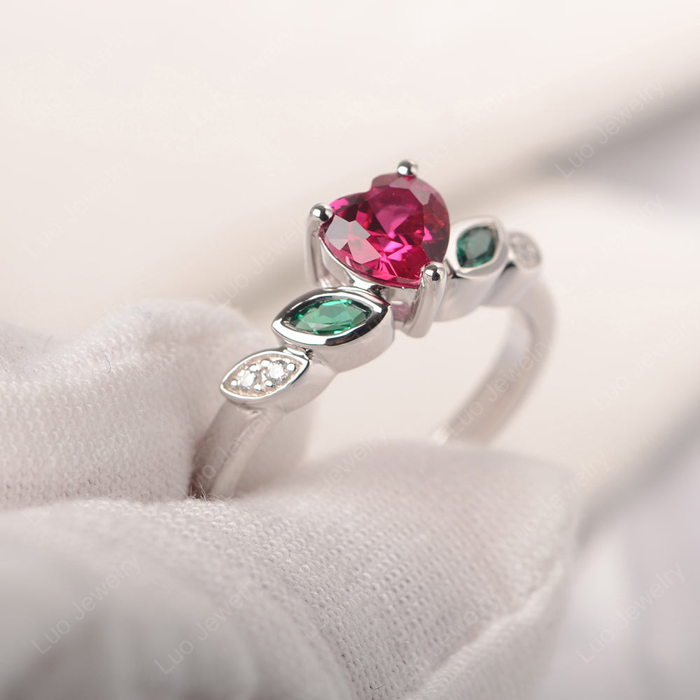 Emerald Ruby Men's Streamline ring - 14K White Gold |JewelsForMe
