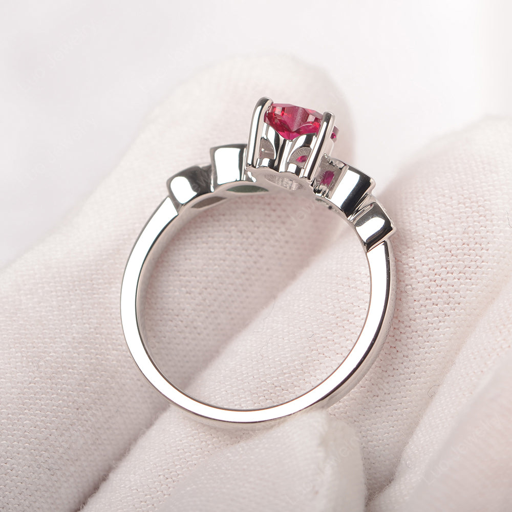 Dainty Heart Shaped Ruby and Emerald Ring - LUO Jewelry
