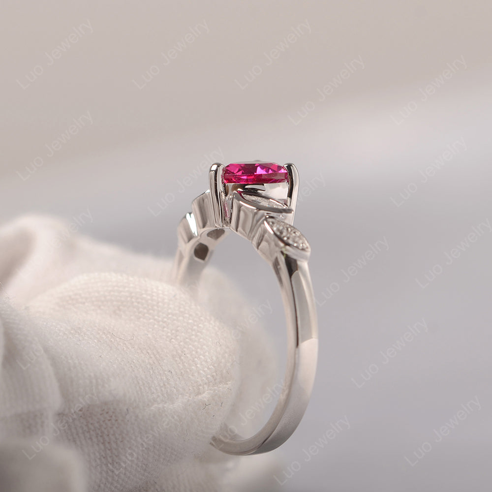 Vintage Heart Ruby Ring White Gold - LUO Jewelry