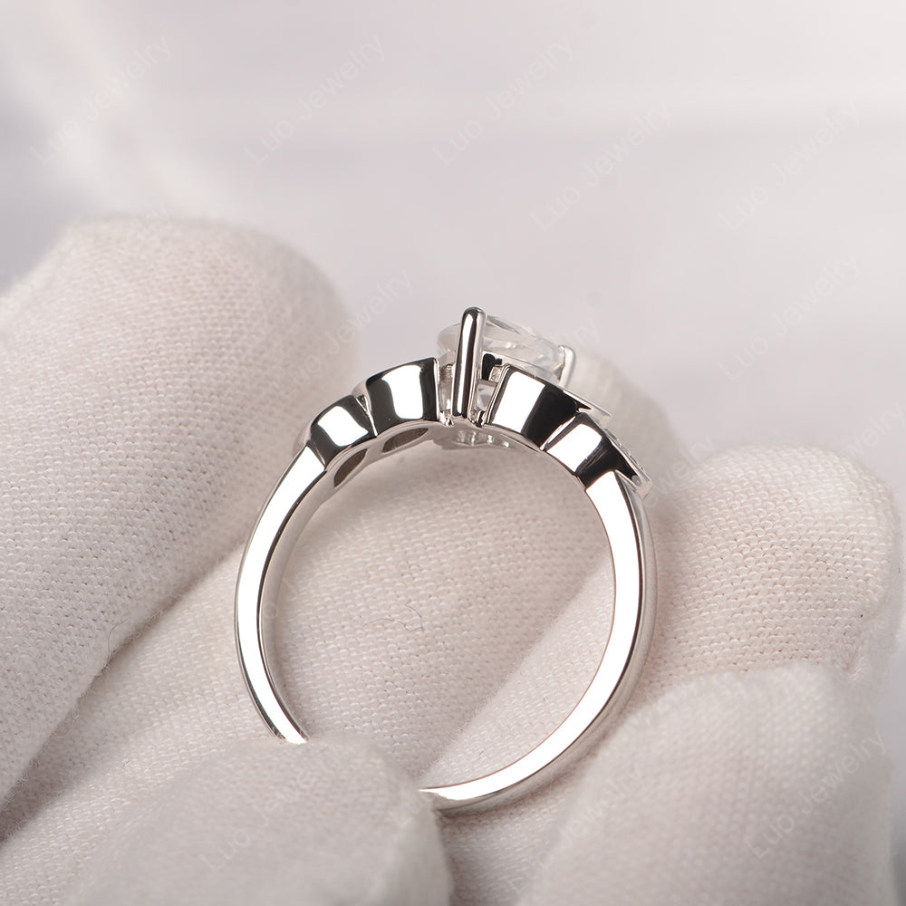 Vintage Heart White Topaz Ring White Gold - LUO Jewelry