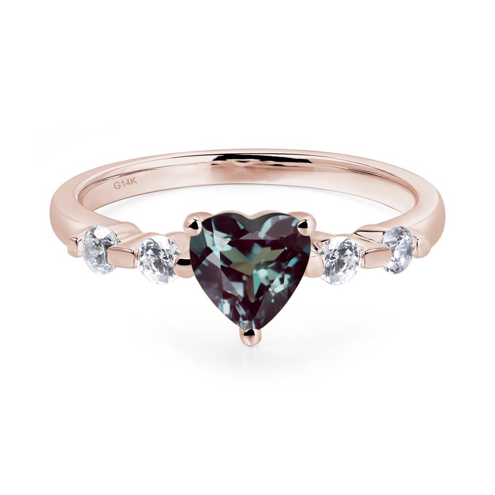 Dainty Heart Alexandrite Engagement Ring - LUO Jewelry #metal_14k rose gold
