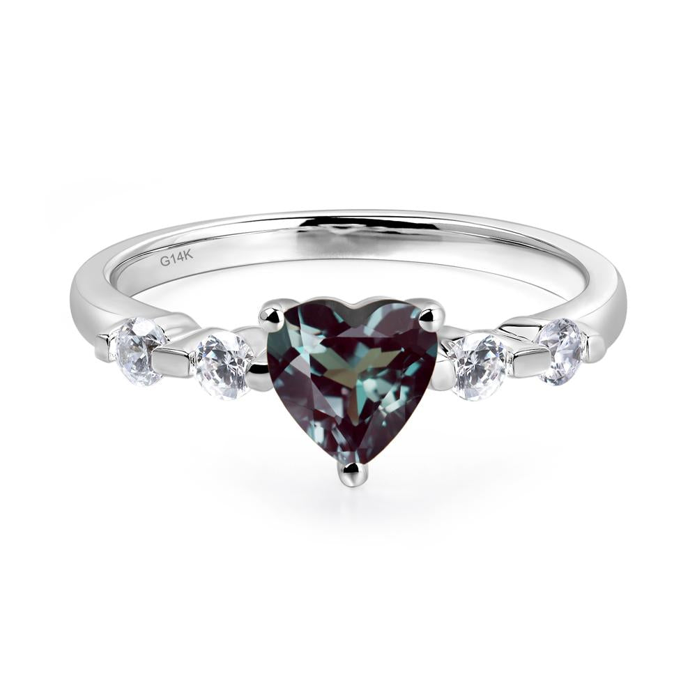 Dainty Heart Alexandrite Engagement Ring - LUO Jewelry #metal_14k white gold