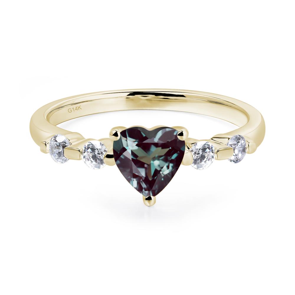 Dainty Heart Alexandrite Engagement Ring - LUO Jewelry #metal_14k yellow gold