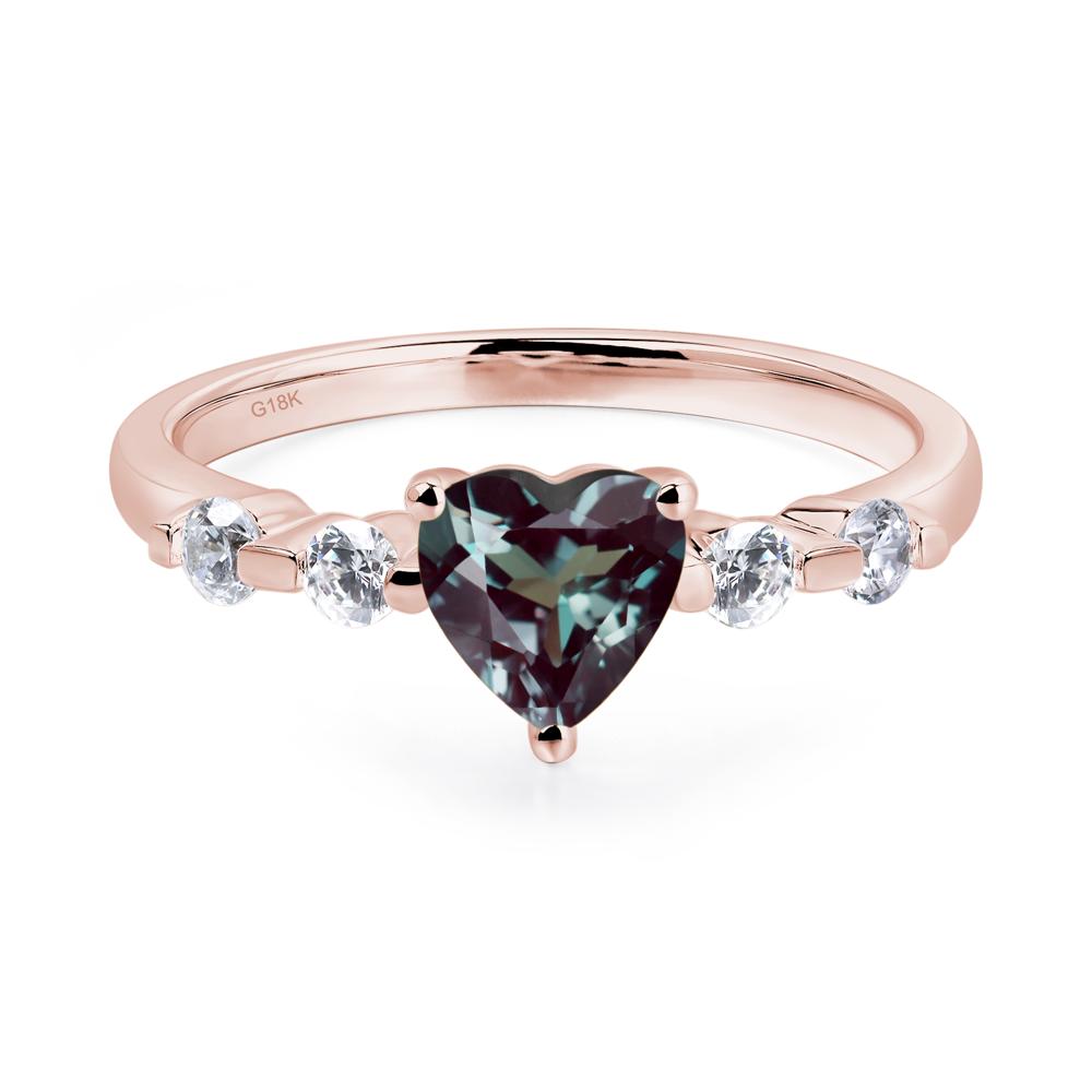 Dainty Heart Alexandrite Engagement Ring - LUO Jewelry #metal_18k rose gold