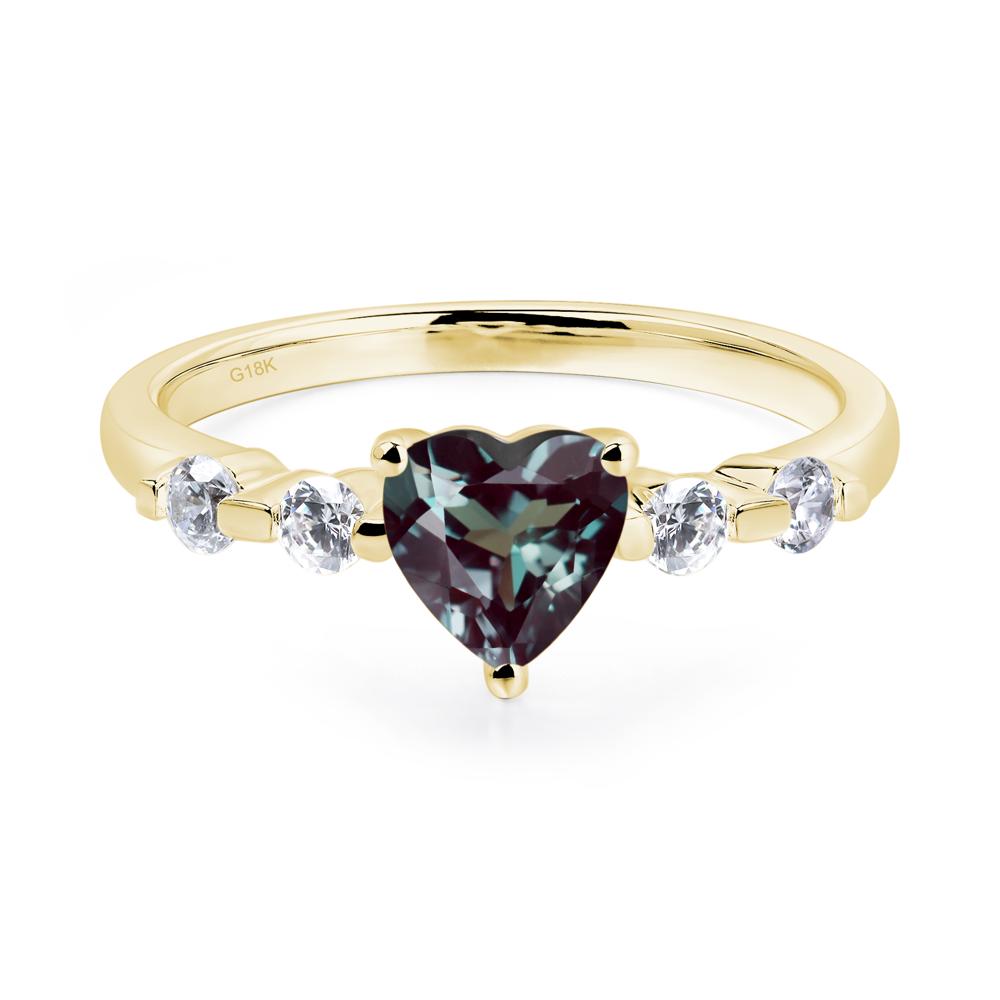 Dainty Heart Alexandrite Engagement Ring - LUO Jewelry #metal_18k yellow gold