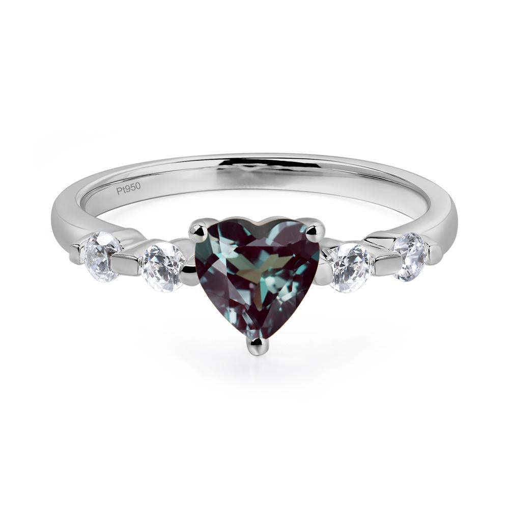 Dainty Heart Alexandrite Engagement Ring - LUO Jewelry #metal_platinum