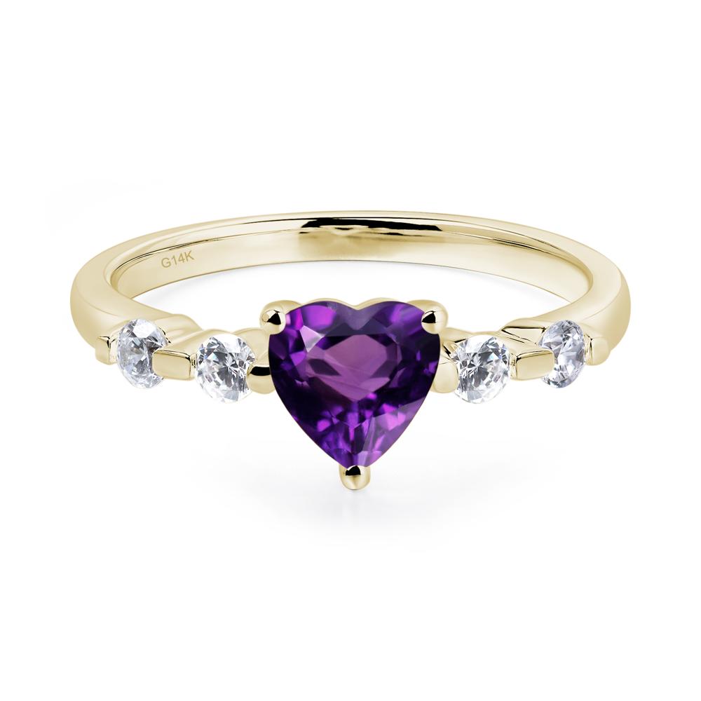 Dainty Heart Amethyst Engagement Ring - LUO Jewelry #metal_14k yellow gold