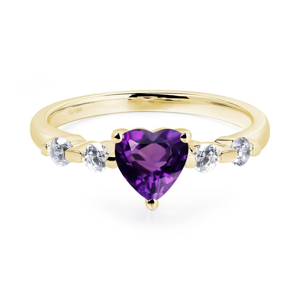 Dainty Heart Amethyst Engagement Ring - LUO Jewelry #metal_18k yellow gold